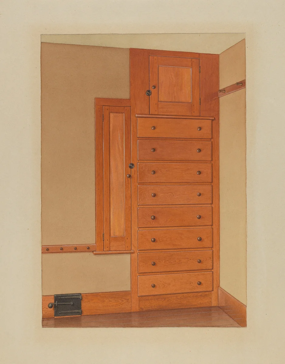 Shaker Built-In Cupboard by American 20th Century, index of american design, 1935-1942