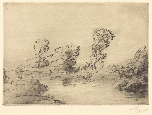 Banks of the Marne (Bord de la Marne) by Alphonse Legros, print, 1837-1911