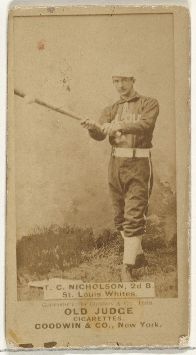 Nicholson, 2nd Base, St. Louis Whites, from the Old Judge series (N172) for Old Judge Cigarettes by Goodwin & Company, photograph, 1888