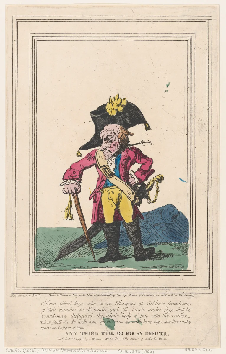 Anything Will Do For an Officer by Thomas Rowlandson, print, 1796
