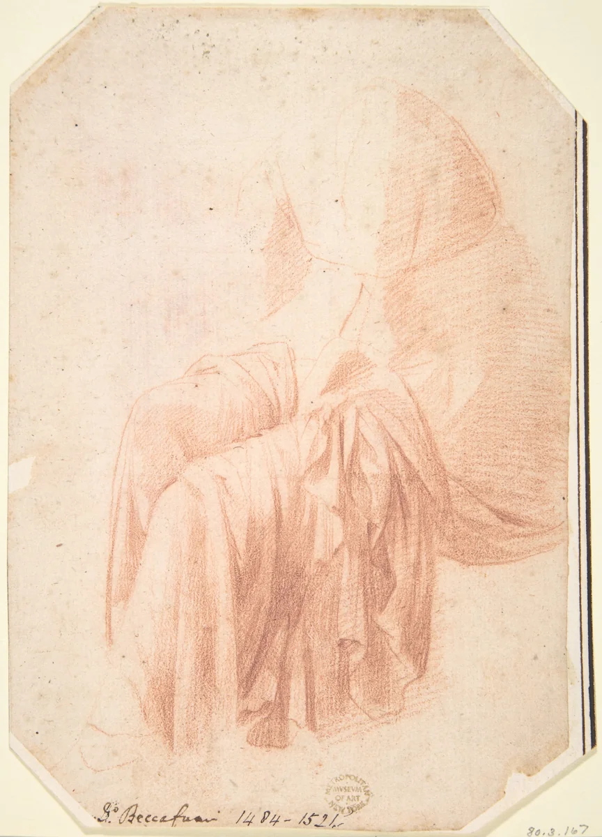 Study of Drapery (Probably After the Antique) by Domenico Beccafumi, drawing, 1520-1540