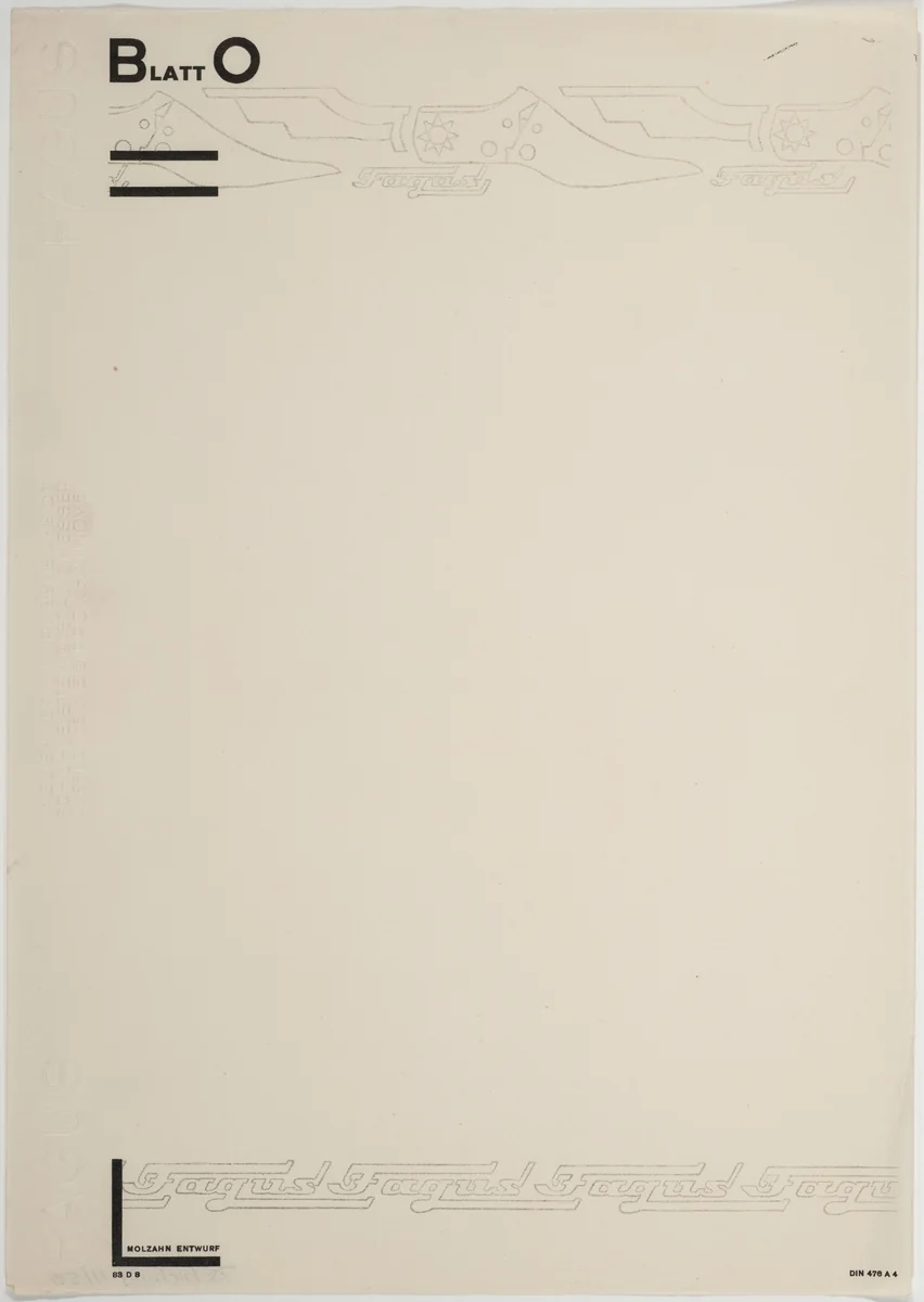 Fagus Werk letterhead by Johannes Molzahn, design, 1922