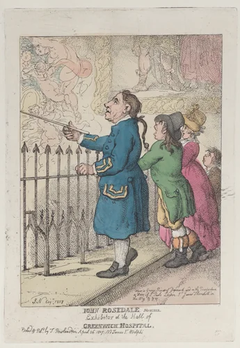 John Rosedale Mariner, Exhibitor at the Hall of Greenwich Hospital by Thomas Rowlandson, print, 1807