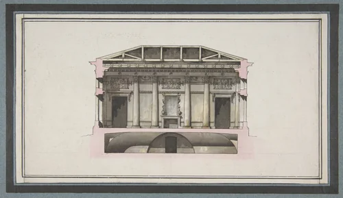 Project for the Alexander Palace, Tsarskoe Selo (Section) by Giacomo Quarenghi, drawing, 1744-1817