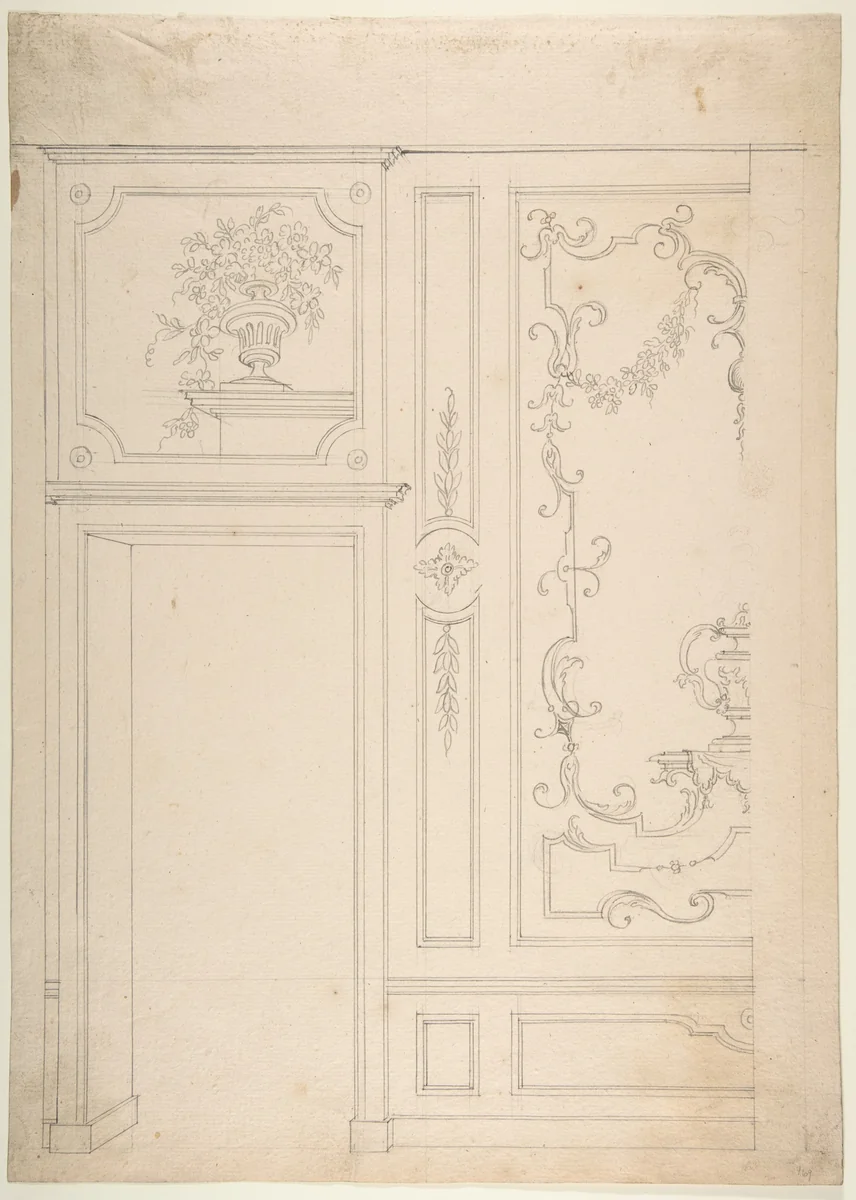 Wall Design by Leonardo Marini, drawing, 1700-1800