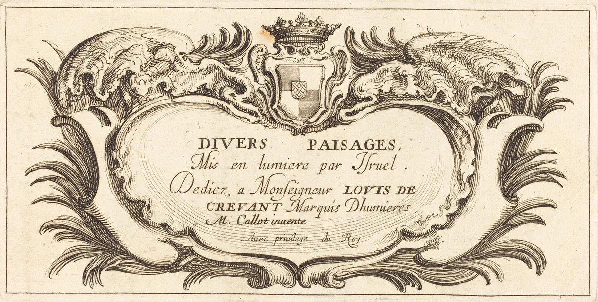 Title Page for "Various Landscapes" by Jacques Callot, print, 1635
