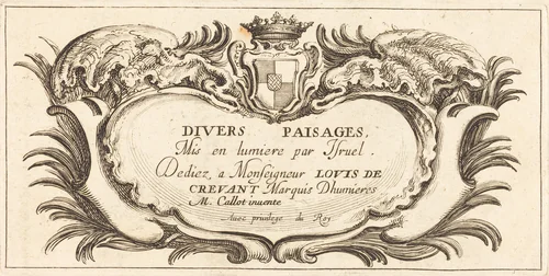 Title Page for "Various Landscapes" by Jacques Callot, print, 1635