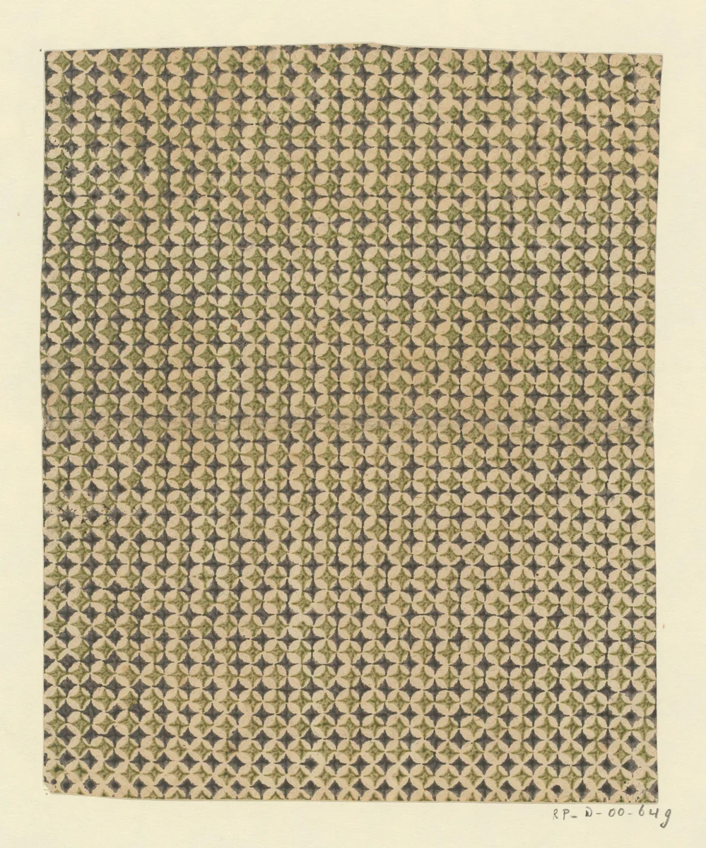 Blad met banenpatroon van stermotief by anonymous, print, 1750-1900