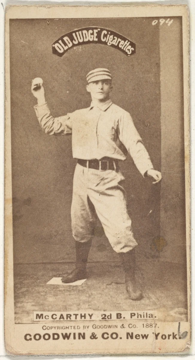 Thomas Francis Michael "Tommy" McCarthy, 2nd Base, Philadelphia, from the Old Judge series (N172) for Old Judge Cigarettes by Goodwin & Company, photograph, 1887