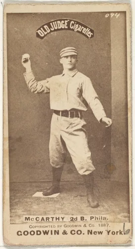 Thomas Francis Michael "Tommy" McCarthy, 2nd Base, Philadelphia, from the Old Judge series (N172) for Old Judge Cigarettes by Goodwin & Company, photograph, 1887