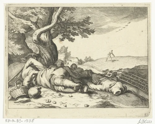 De maand augustus by Frederick Bloemaert, print, 1635-1670