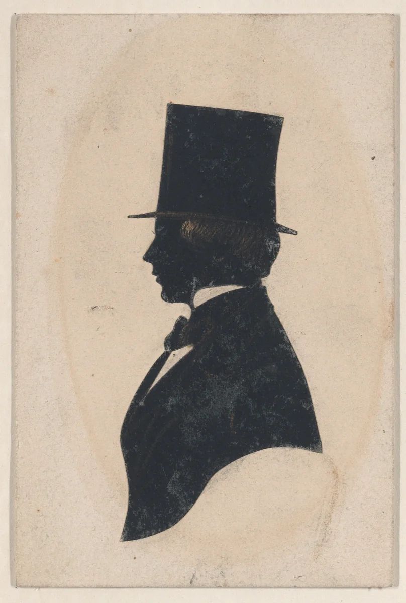 Silhouette of an unknown young man in a top hat by G. Bonner, other, 1840-1845