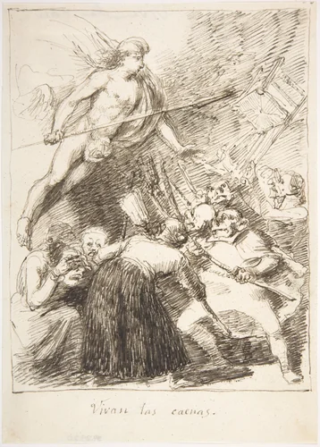 Long Live the Chains! (Vivan las caenas [cadenas]) by Leonardo Alenza, drawing, 1807-1845
