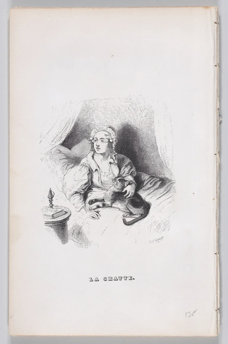 The Female Cat, from "The Complete Works of Béranger" by J. J. Grandville, print, 1836