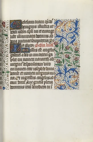 Book of Hours (Use of Rouen): fol. 141r, Opening of the Gospel of Luke by Master of the Geneva Latini, book, 1465-1475