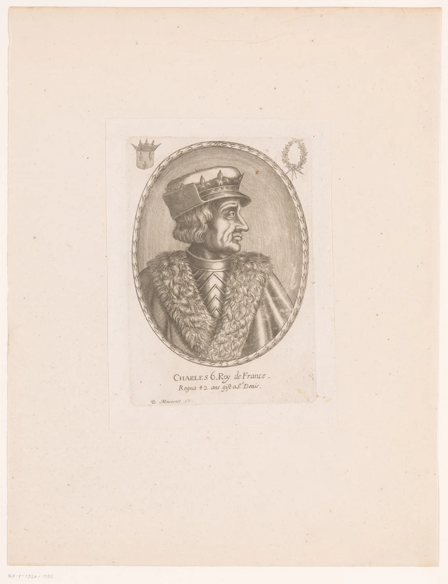 Portret van Karel VI van Frankrijk by anonymous, print, 1610-1668