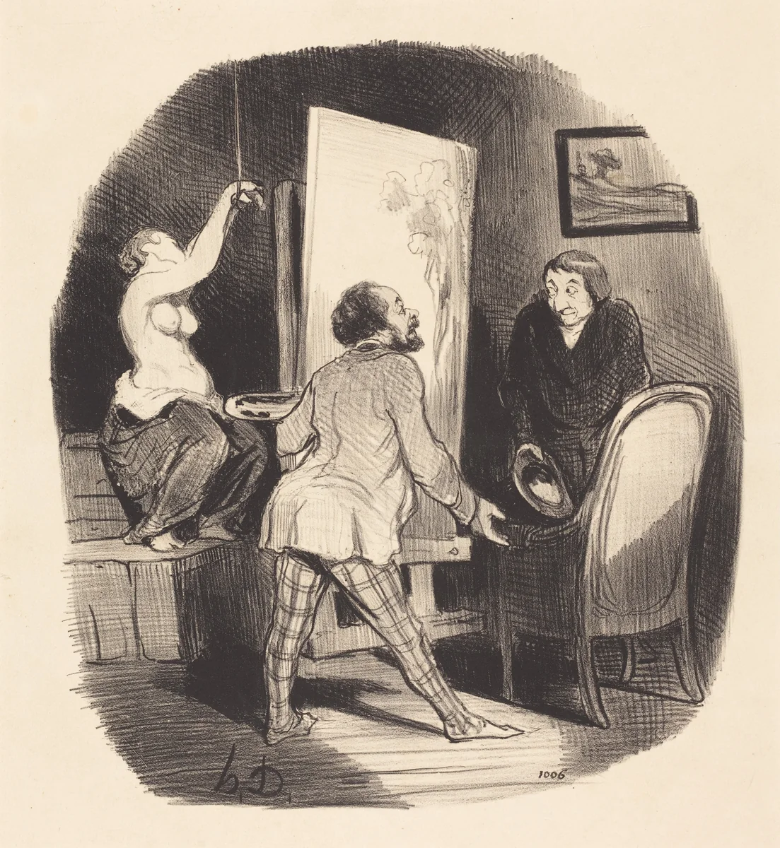 Une Position difficile by Honoré Daumier, print, 1847