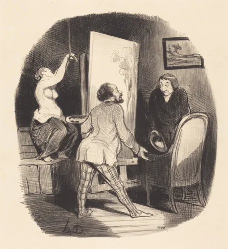 Une Position difficile by Honoré Daumier, print, 1847