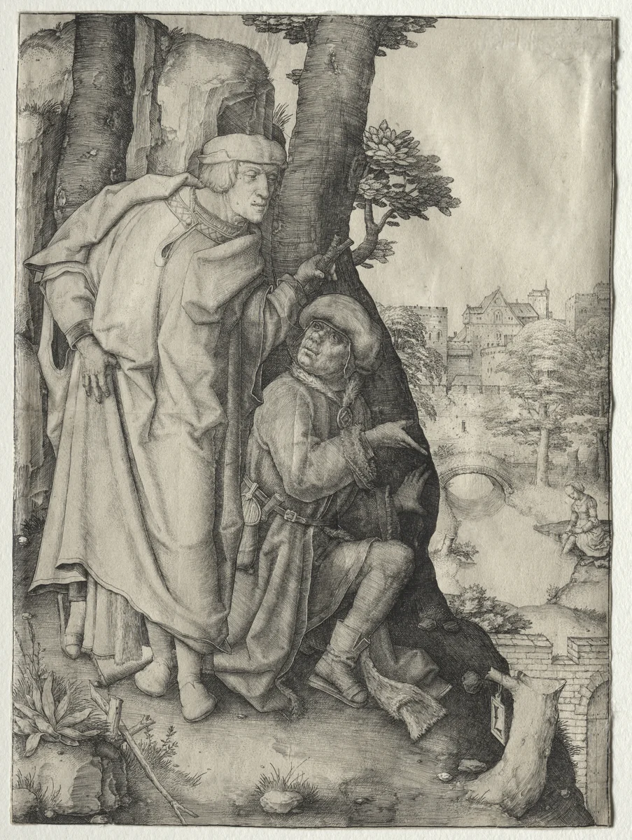 Susanna and the Two Elders by Lucas van Leyden, print, 1503-1513