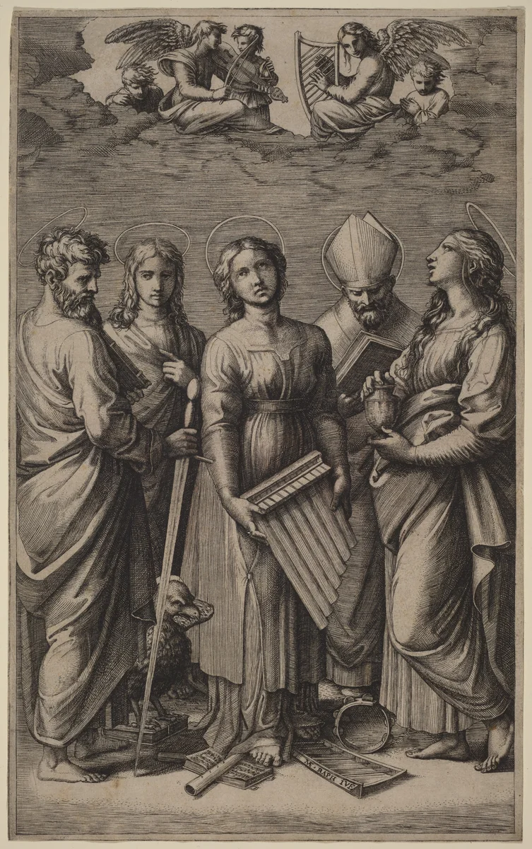 Saint Cecilia by Marcantonio Raimondi, print, 1510-1520