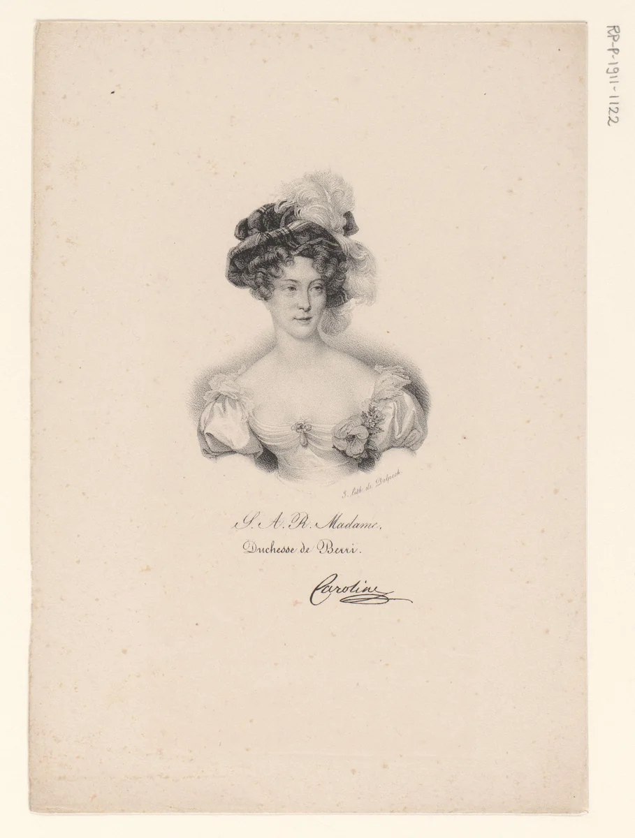 Portret van Maria Carolina van Bourbon-Sicilië by anonymous, print, 1825-1842
