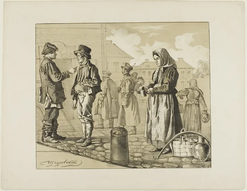 Scenes from Russian Folk Life by Ignatii Shchedrovskii, print, 1835-1870