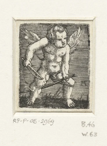 Putto met een stokpaardje by Unknown, print, 1506-1538