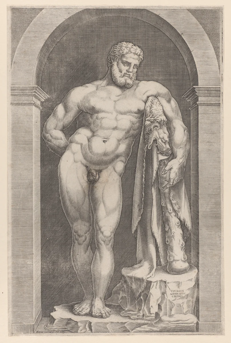 Farnese Hercules by Mario Cartaro, print, 1552-1588