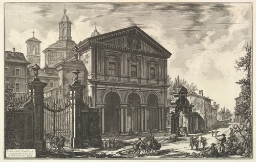 View of the Basilica of San Sebastiano fuori delle mura [St. Sebastian outside the Walls] on the Appian Way, from Vedute di Roma (Roman Views) by Giovanni Battista Piranesi, print, 1745-1755