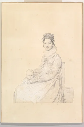 Madame Alexandre Lethière, née Rosa Meli, and Her Daughter, Letizia by Jean-Auguste-Dominique Ingres, drawing, 1815