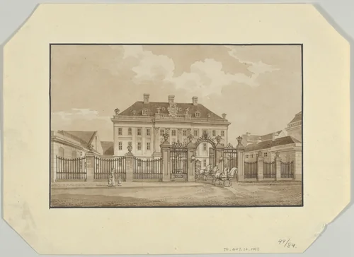 The facade of Schimmelmann's Mansion on Bredgade, Copenhagen, from the North-West by Heinrich Holm, drawing, 1823
