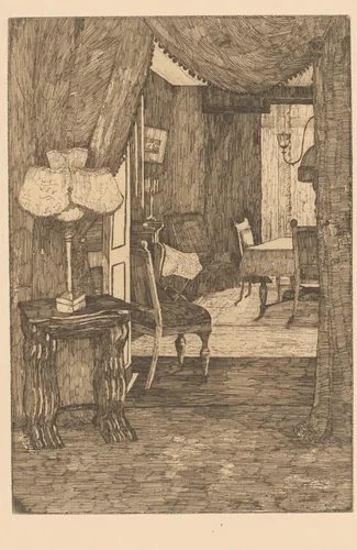 Doorkijk in interieur by Theodora Jacoba van Bosse, print, 1899-1953