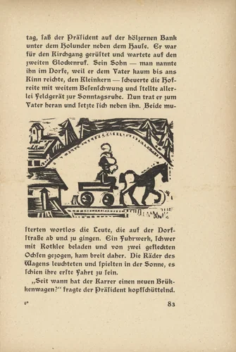 Downfall: The Horse Cart (Niedergang: Pferdefuhrwerk) (in-text plate, page 83) from Neben der Heerstrasse (Off the Main Road) by Ernst Ludwig Kirchner, illustrated book, 1923