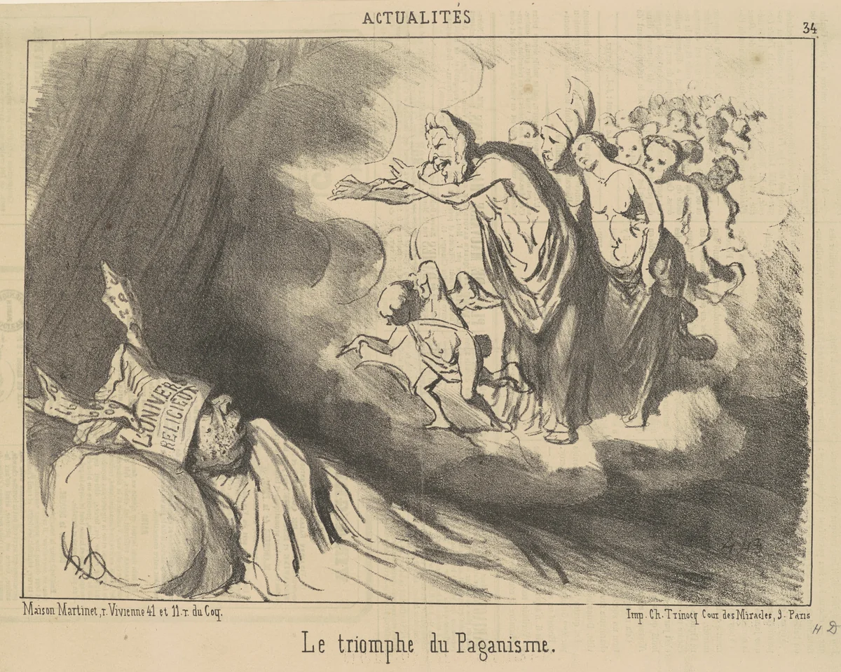 Le triomphe du paganisme by Honoré Daumier, print, 1852