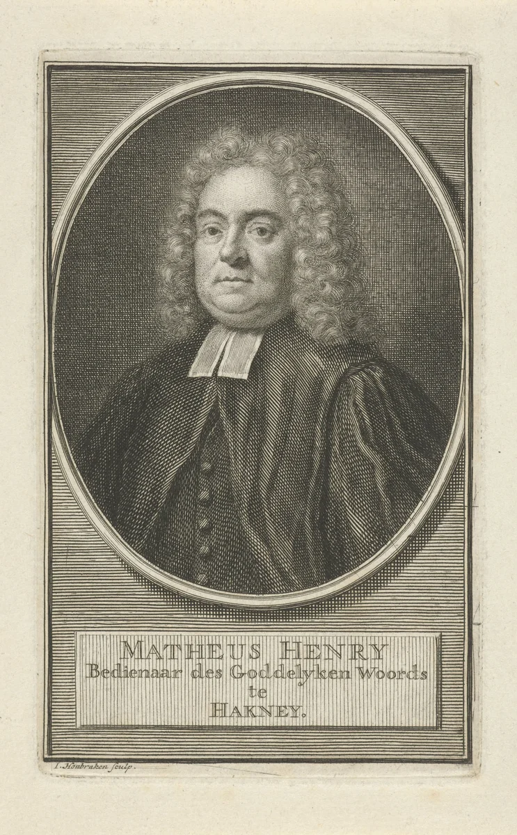 Portret van Matthew Henry by Jacob Houbraken, print, 1708-1780