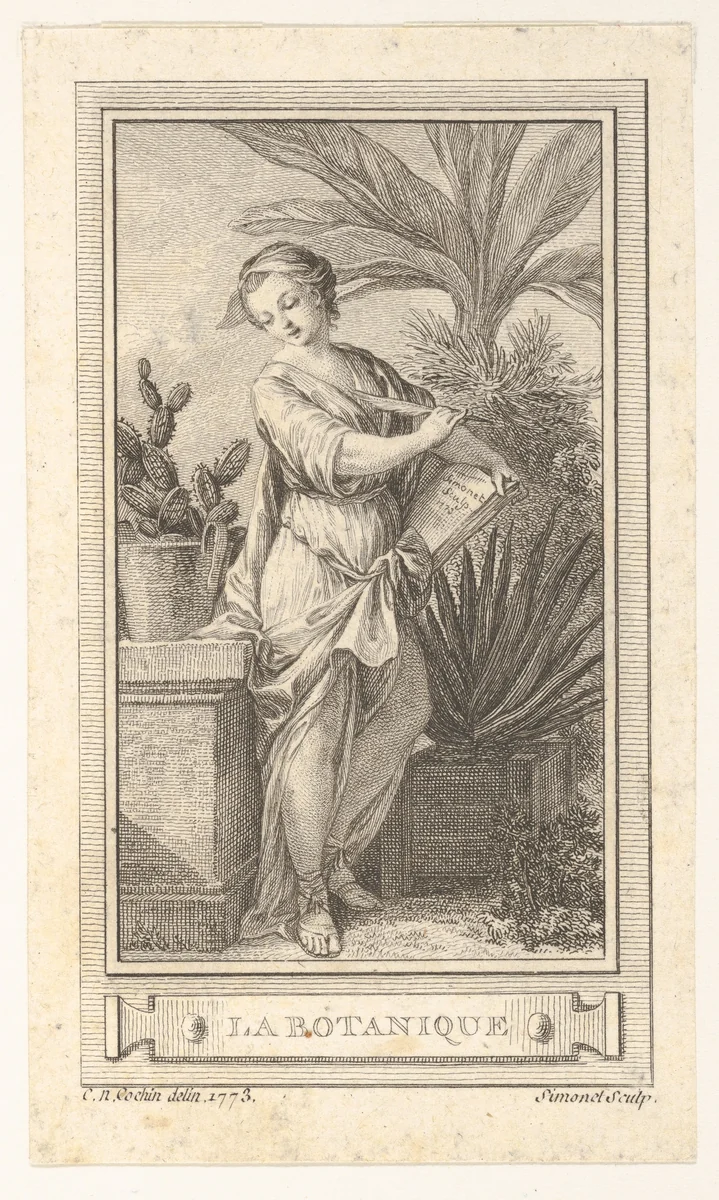 La Botanique, from the "Almanach iconologique" by Charles Nicolas Cochin II, print, 1760-1770
