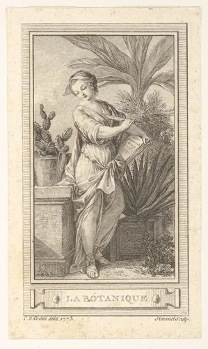 La Botanique, from the "Almanach iconologique" by Charles Nicolas Cochin II, print, 1760-1770
