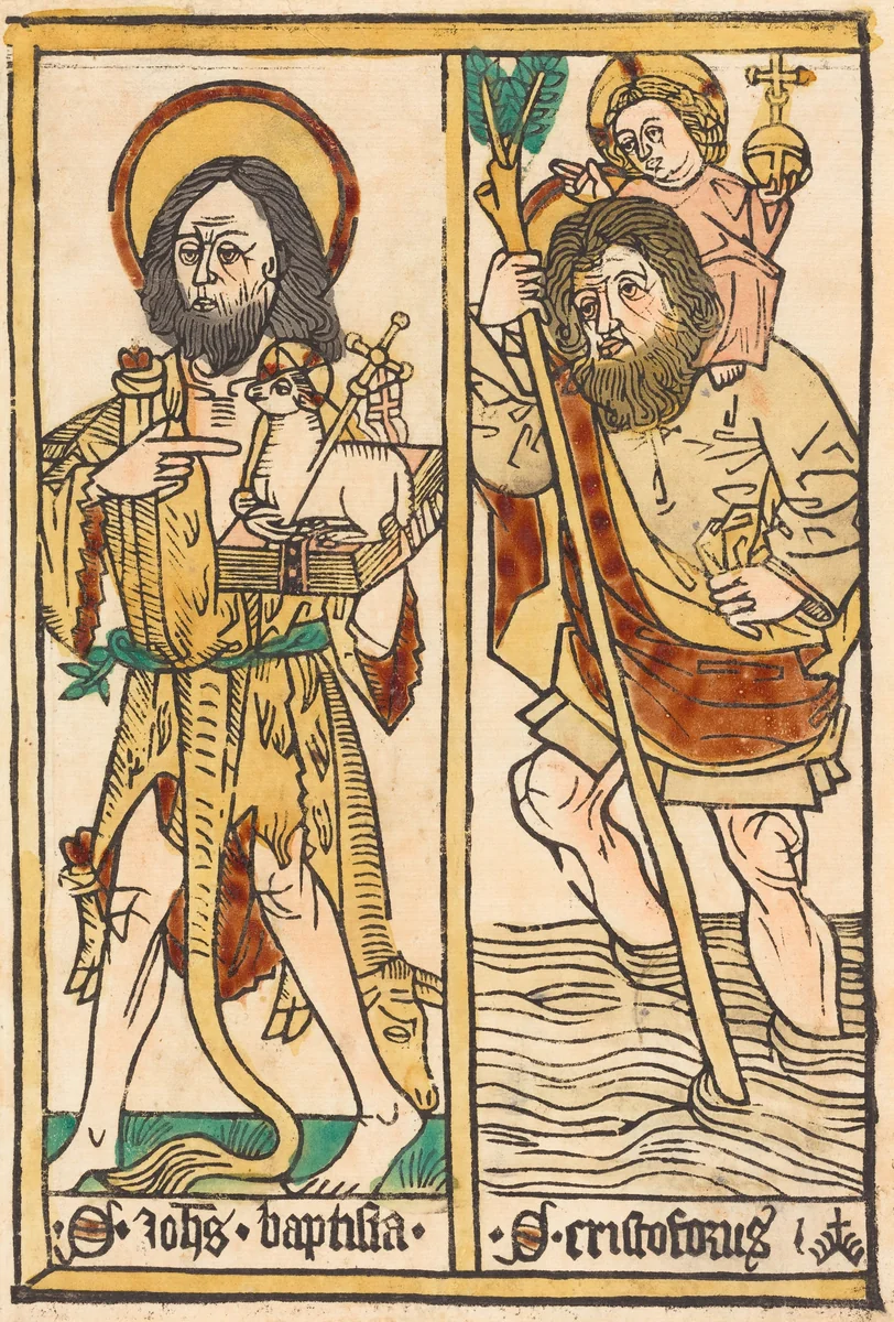 Saint John the Baptist and Saint Christopher by German 15th Century, print, 1470-1480
