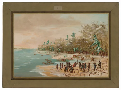 La Salle Driving the First Bolt for the Griffin. January 26, 1679 by George Catlin, painting, 1847-1848