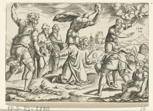 Steniging van Stefanus by Unknown, print, 1546
