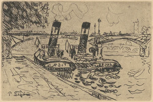Bateaux sur la Seine by Paul Signac, print