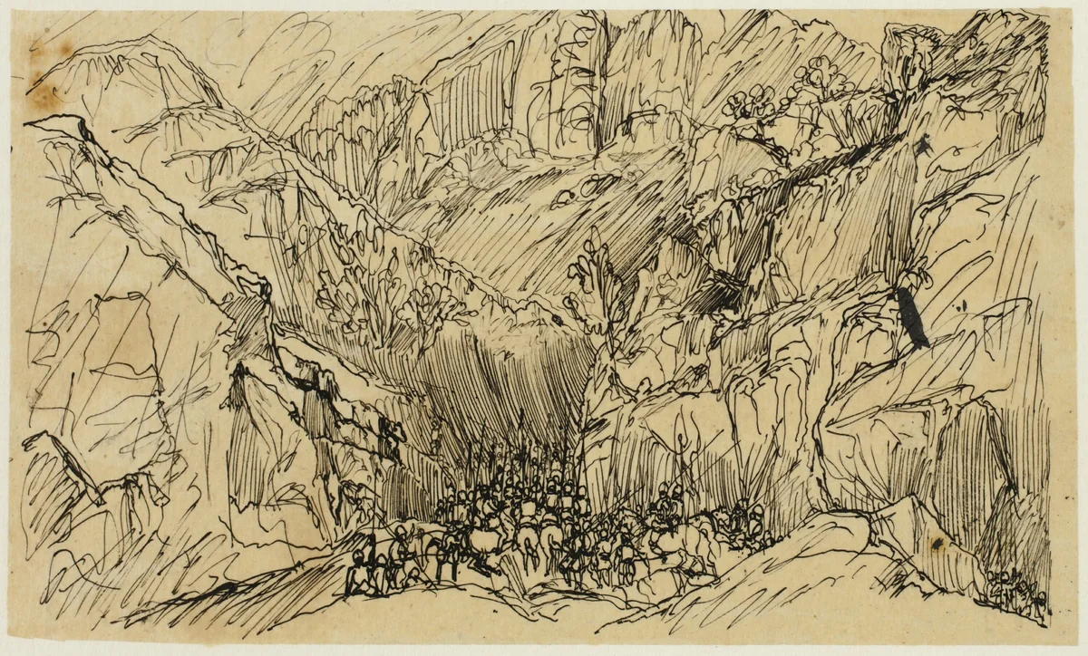 Troops in the Pass by Rodolphe Bresdin, drawing, 1845-1885