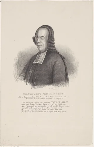 Portret van Theodorus van der Groe by anonymous, print, 1822-1845