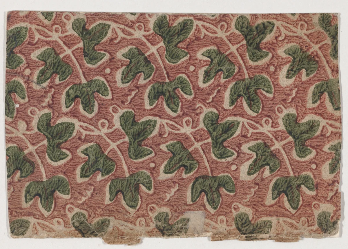 Sheet with overall leaf pattern by anonymous, print, 1800-1900