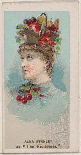 Alma Stanley as "The Fruiteress," from the series Fancy Dress Ball Costumes (N73) for Duke brand cigarettes by W. Duke, Sons & Co., print, 1889