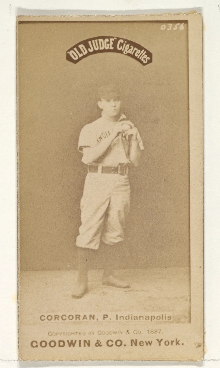 Corcoran, Pitcher, Indianapolis, from the Old Judge series (N172) for Old Judge Cigarettes by Goodwin & Company, photograph, 1887