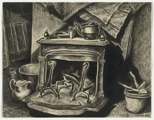 Franklin Stove by Wanda Gág, drawing, 1927