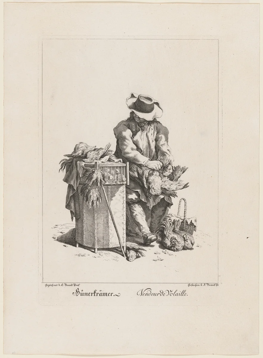 Hünerträmer (Poultry Seller) by Friedrich August Brand; Johann Christian Brand, print, 1775