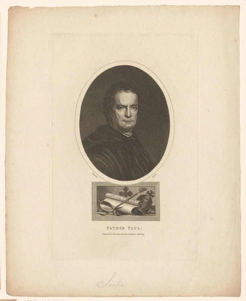 Portret van Paulo Sarpi by John Chapman, print, 1823