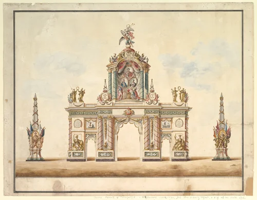 Triumphal Arch, April 1814 by Francisco Antonio de Sousa, drawing, 1814